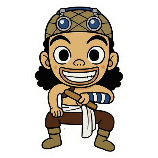 Smeeps Usopp Chibi Sticker – 11.94 x 7.62 cm Car & Bike Vinyl Decal | Funny Anime Character Design | Waterproof & UV-Resistant