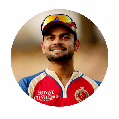 Smeeps Virat Kohli RCB Portrait Sticker – 10.16 cm (4 Inch) Round Car & Bike Vinyl Decal | Royal Challengers Bangalore Jersey Design | Waterproof UV Resistant