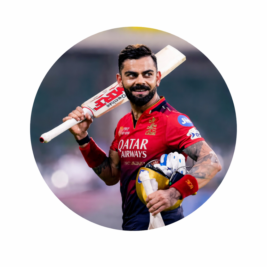 Smeeps Cricket Champion Player Sticker – 10.16 cm (4 Inch) Round Car & Bike Vinyl Decal | Premium Sports Design | Waterproof UV Resistant