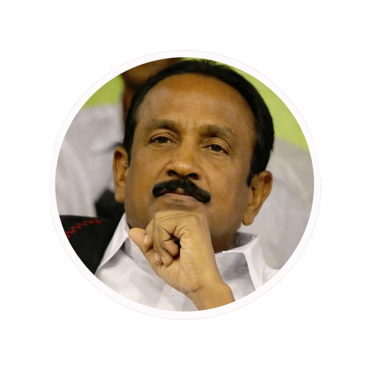 Smeeps Vaiko Portrait Round Sticker – 10.16 cm (4 Inch) Car & Bike Vinyl Decal | Waterproof UV Resistant Political Sticker