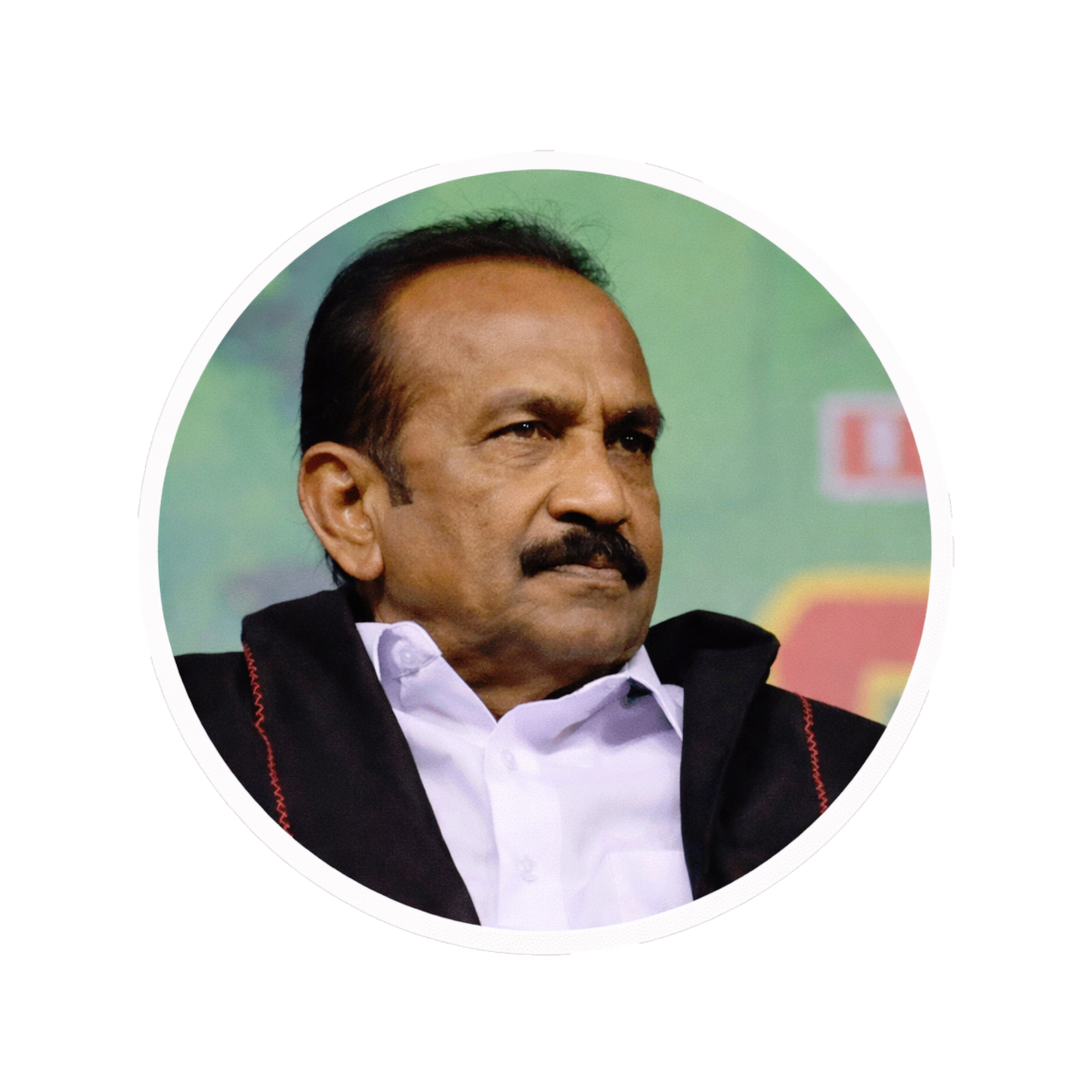 Smeeps Vaiko Portrait Round Sticker – 10.16 cm (4 Inch) Car & Bike Vinyl Decal | Waterproof UV Resistant Political Sticker