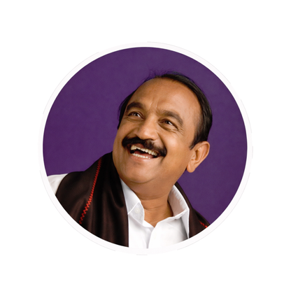 Smeeps Vaiko Portrait Round Sticker – 10.16 cm (4 Inch) Car & Bike Vinyl Decal | Waterproof UV Resistant Political Sticker