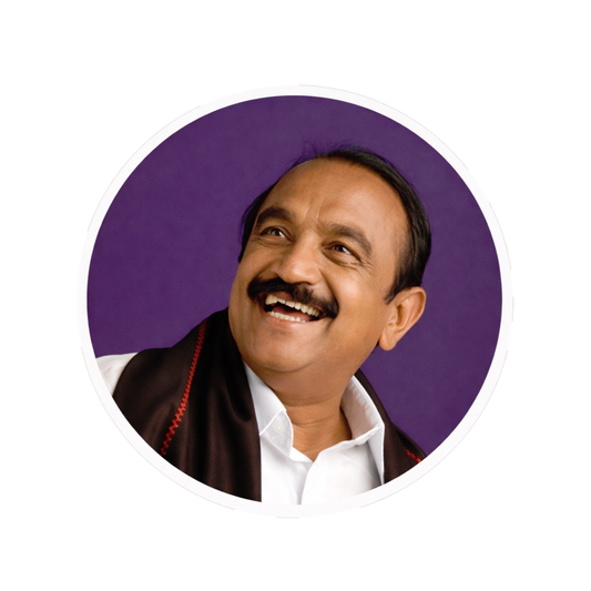 Smeeps Vaiko Portrait Round Sticker – 10.16 cm (4 Inch) Car & Bike Vinyl Decal | Waterproof UV Resistant Political Sticker