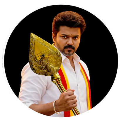 Smeeps Vijay Circular Car Sticker with Golden Vel – 10.16 × 10.16 cm (4 × 4 Inch) Premium Vinyl Decal | Black Background Design | Waterproof UV Resistant Wash Proof | Pack of 1