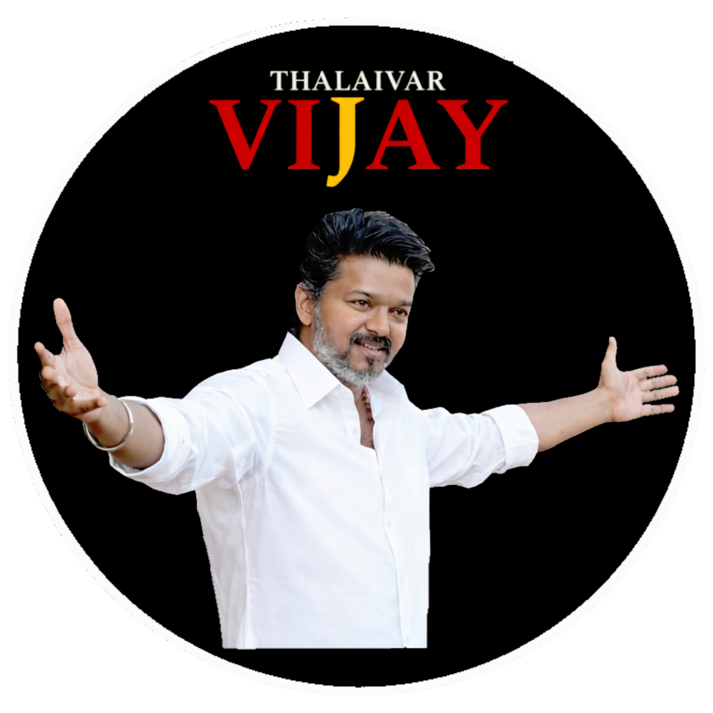 Smeeps Thalaivar Vijay Circular Car Sticker – 10.42 × 10.42 cm (4.1 × 4.1 Inch) Premium Vinyl Decal | Black Background Design | Waterproof UV Resistant Wash Proof | Pack of 1