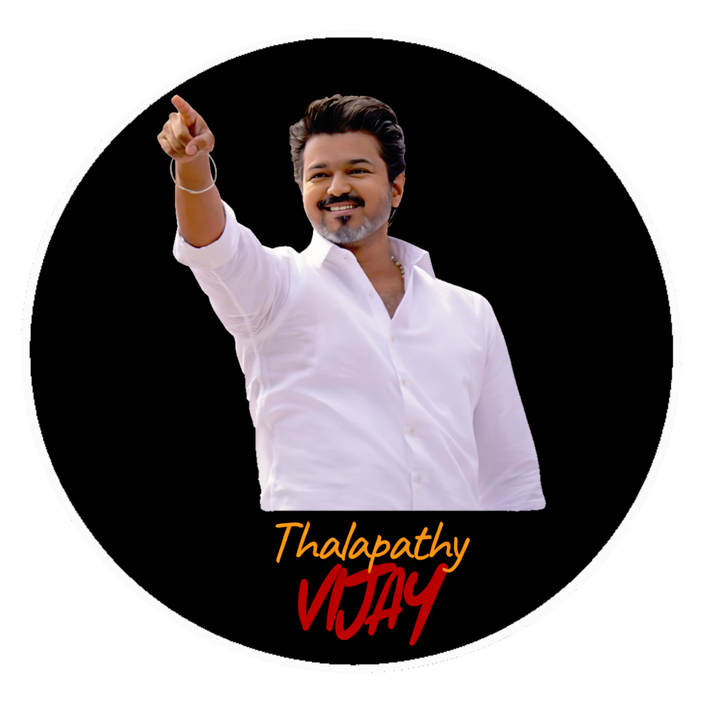 Smeeps Thalapathy Vijay Circular Car Sticker – 10.42 × 10.42 cm (4.1 × 4.1 Inch) Premium Vinyl Decal | Black Background Design | Waterproof UV Resistant Wash Proof | Pack of 1