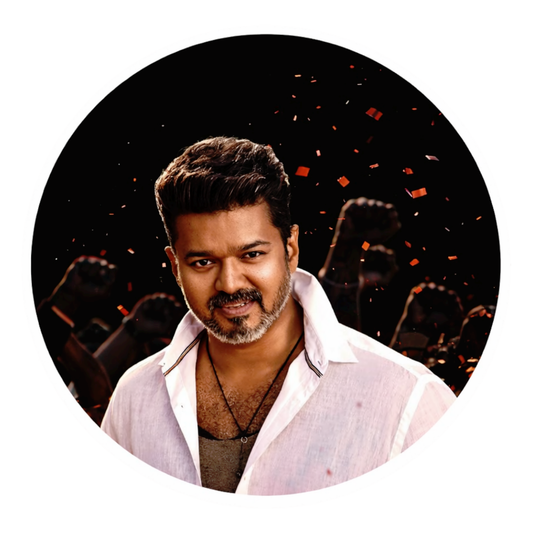 Smeeps Vijay Crowd Background Circular Car Sticker – 10.16 × 10.16 cm (4 × 4 Inch) Premium Vinyl Decal | Intense Fan Style Design | Waterproof UV Resistant Wash Proof | Pack of 1