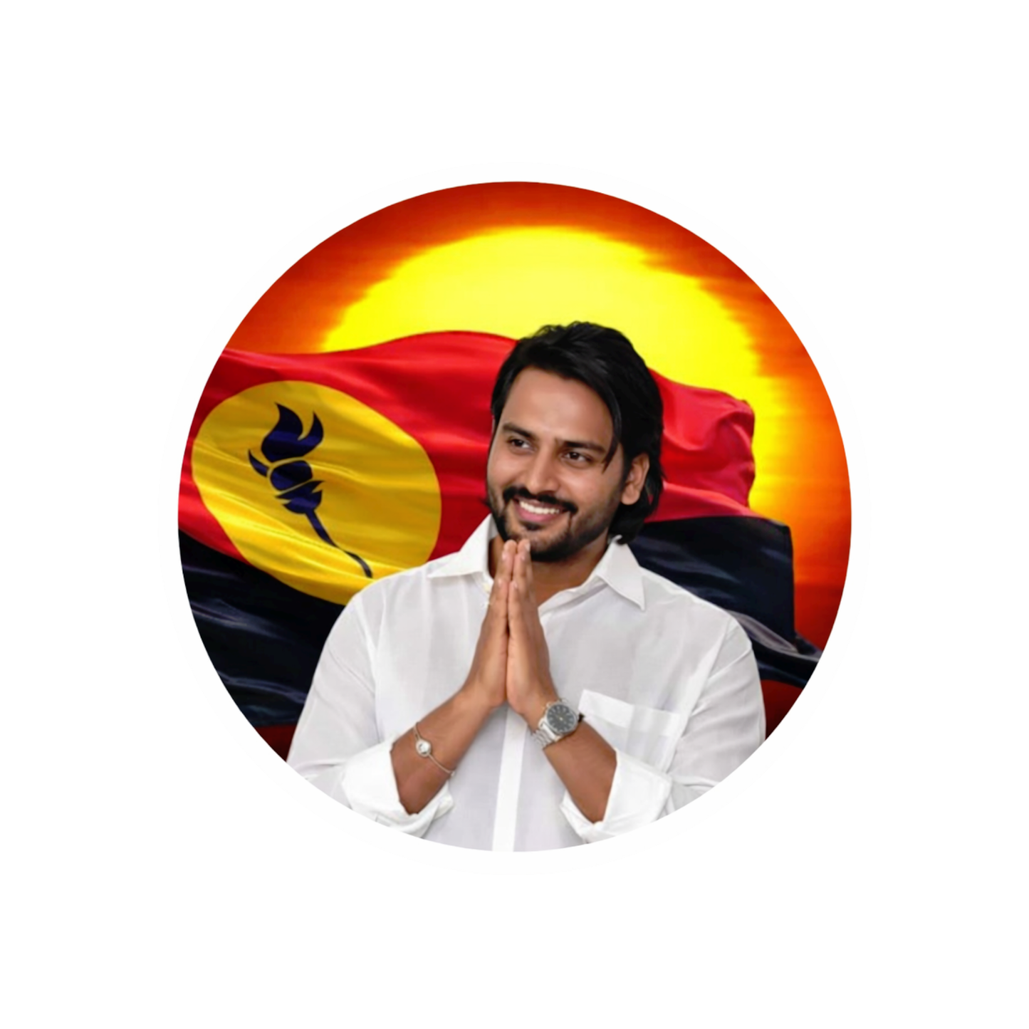 Smeeps Vijaya Prabhakaran Portrait Round Sticker – 10.16 cm (4 Inch) Car & Bike Vinyl Decal | Waterproof UV Resistant Political Sticker