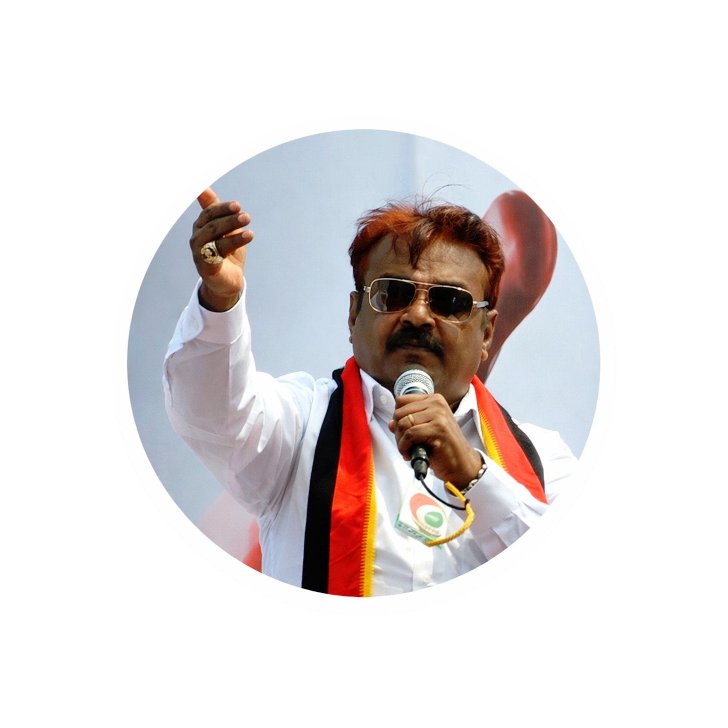 Smeeps Vijayakanth Portrait Round Sticker – 10.16 cm (4 Inch) Car & Bike Vinyl Decal | Waterproof UV Resistant Political Sticker