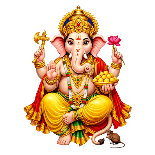 Smeeps Lord Ganesha Sticker – 11.43 × 8.89 cm (4.5 × 3.5 Inch) Hindu Religious Vinyl Decal for Car & Bike | Waterproof UV Resistant Ganpati Bappa Sticker