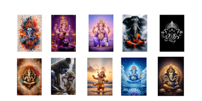Smeeps Lord Ganesha A4 Wall Poster Set – 29.7 × 21 cm (11.69 × 8.27 Inch) Premium Art Print | 300 GSM Thick Paper | NOT GUMMING | Waterproof UV Resistant Wash Proof | Pack of 10