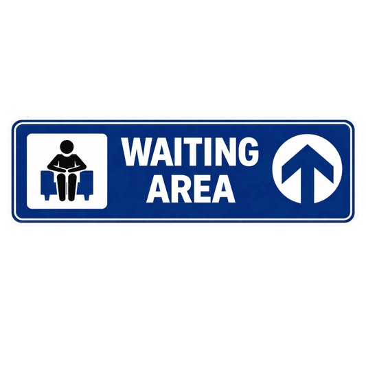 Smeeps Waiting Area Direction Sticker – 16.26 × 5.08 cm (6.4 × 2 Inch) Premium Vinyl Sign | Waiting Area Guidance Sticker with Arrow | Waterproof UV Resistant Wash Proof | Pack of 1