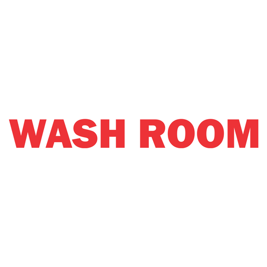 Smeeps Wash Room Sticker – 17 x 2 cm Door Label Decal | Bold Red Text | Waterproof & Durable Vinyl Signage