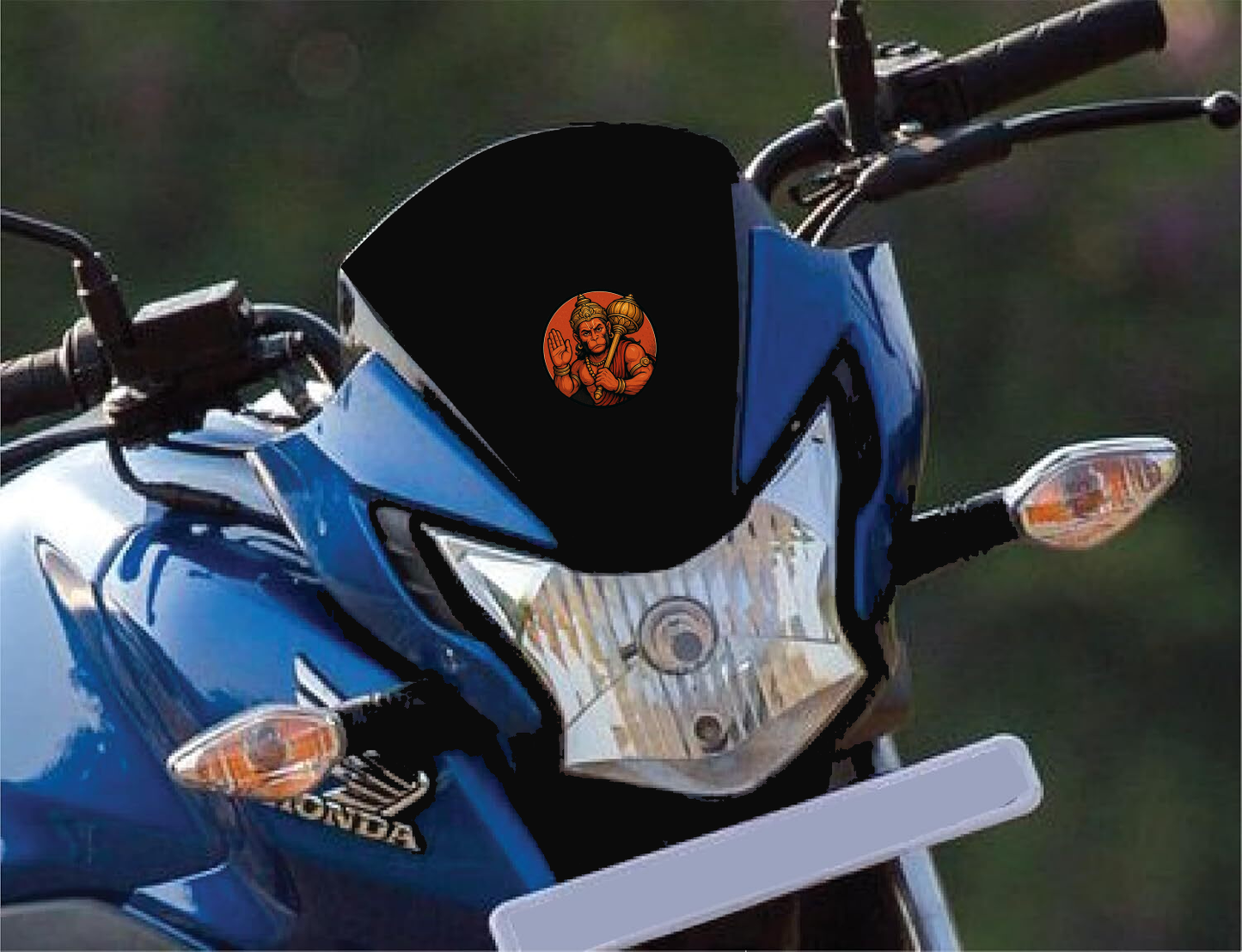 Smeeps Lord Hanuman Bike Sticker – Bold Round Devotional Design – 7.6 x 7.6 cm | Waterproof Vinyl Decal for Bikes
