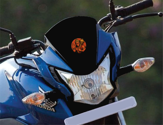Smeeps Lord Hanuman Bike Sticker – Bold Round Devotional Design – 7.6 x 7.6 cm | Waterproof Vinyl Decal for Bikes