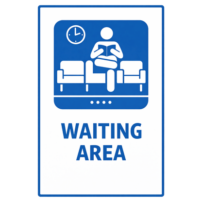 Smeeps Waiting Area Sticker – 15.24 × 10.16 cm (6 × 4 Inch) Office & Hospital Waiting Zone Vinyl Sign | Waterproof UV Resistant Wash Proof Durable