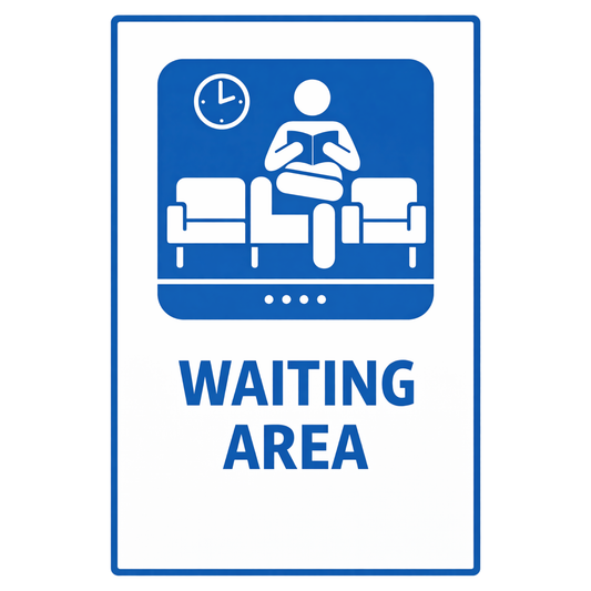 Smeeps Waiting Area Sticker – 15.24 × 10.16 cm (6 × 4 Inch) Office & Hospital Waiting Zone Vinyl Sign | Waterproof UV Resistant Wash Proof Durable