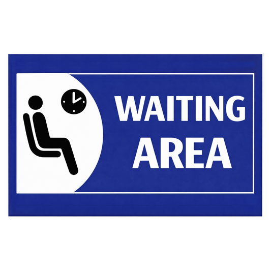 Smeeps Waiting Area Sticker – 15.24 × 10.16 cm (6 × 4 Inch) Reception & Hospital Waiting Zone Vinyl Sign | Waterproof UV Resistant Wash Proof Durable