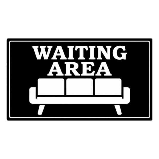 Smeeps Waiting Area Sticker – 14 × 7.88 cm (5.5 × 3.1 Inch) Reception & Seating Area Vinyl Sign | Waterproof UV Resistant Wash Proof Durable