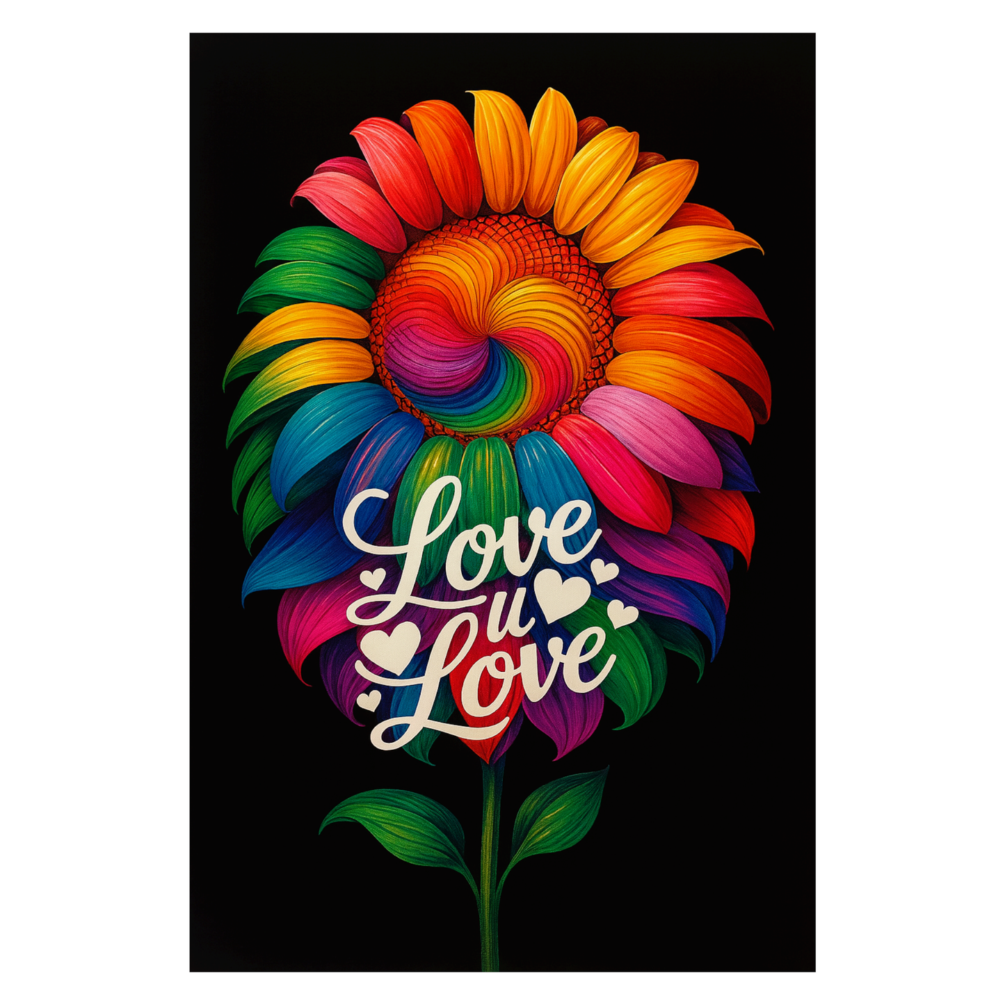 Smeeps Love You Wall Poster – Vibrant Rainbow Flower Art Design | Romantic Room Decoration Print | 30.48 x 45.72 cm Premium Wall Art for Home & Gifting