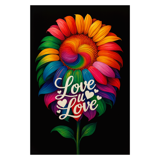 Smeeps Love You Wall Poster – Vibrant Rainbow Flower Art Design | Romantic Room Decoration Print | 30.48 x 45.72 cm Premium Wall Art for Home & Gifting