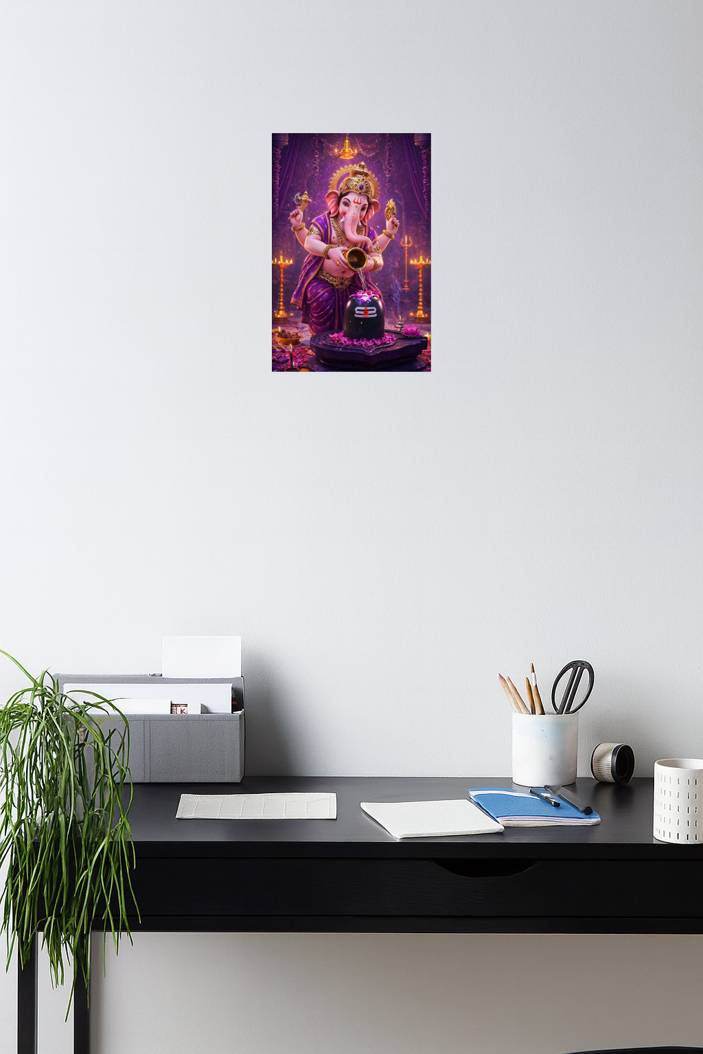 Smeeps Lord Ganesha A4 Wall Poster Set – 29.7 × 21 cm (11.69 × 8.27 Inch) Premium Art Print | 300 GSM Thick Paper | NOT GUMMING | Waterproof UV Resistant Wash Proof | Pack of 10