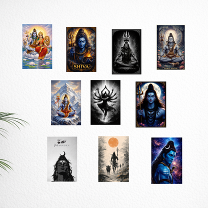 Smeeps Lord Shiva A4 Wall Poster Set – 29.7 × 21 cm (11.69 × 8.27 Inch) Premium Art Print | 300 GSM Thick Paper | NOT GUMMING | Waterproof UV Resistant Wash Proof | Pack of 10