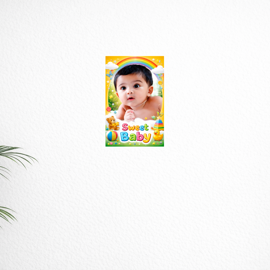 Smeeps Sweet Baby Wall Poster – 20.32 × 13.21 cm (8 × 5.2 Inch) Cute Baby Theme Decorative Poster | 300 GSM Non-Adhesive Wall Decor Poster for Kids Room, Nursery & Baby Bedroom | Pack of 1