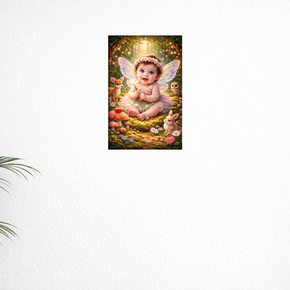 Smeeps Cute Fairy Baby Wall Poster – 20.32 × 13.21 cm (8 × 5.2 Inch) Magical Forest Theme Kids Decorative Poster | 300 GSM Non-Adhesive Nursery & Baby Room Wall Decor Poster for Home, Playroom & Daycare | Pack of 1