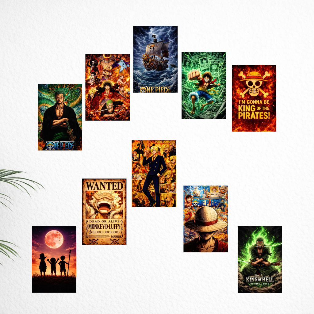 Smeeps Anime One Piece A4 Wall Poster Set – 29.7 × 21 cm (11.69 × 8.27 Inch) Premium Art Print | 300 GSM Thick Paper | NOT GUMMING | Waterproof UV Resistant Wash Proof | Pack of 10
