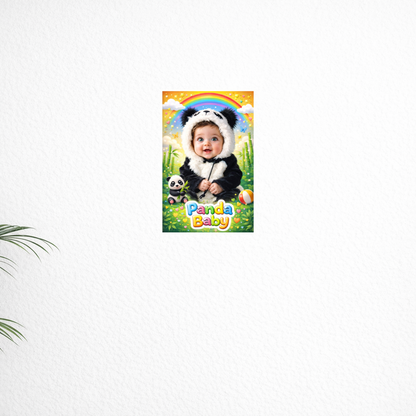 Smeeps Panda Baby Wall Poster – 20.32 × 13.21 cm (8 × 5.2 Inch) Cute Panda Theme Decorative Kids Poster | 300 GSM Non-Adhesive Nursery & Baby Room Wall Decor Poster for Home, Playroom & Daycare | Pack of 1
