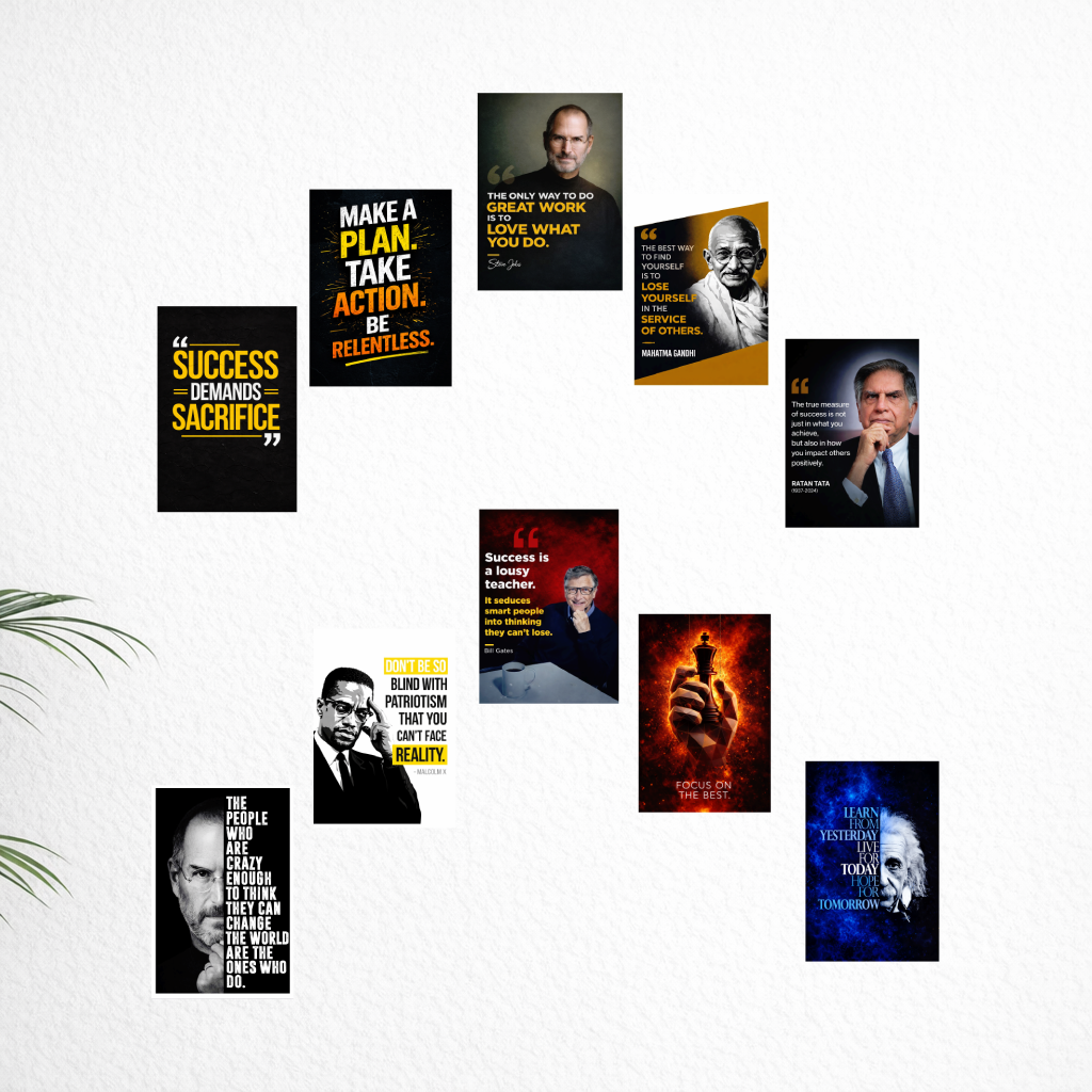 Smeeps Motivational Quotes A4 Wall Poster Set – 29.7 × 21 cm (11.69 × 8.27 Inch) Premium Art Print | 300 GSM Thick Paper | NOT GUMMING | Waterproof UV Resistant Wash Proof | Pack of 10