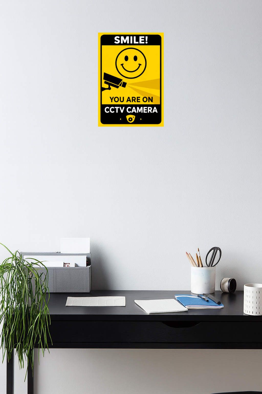 Smeeps Smile! You Are on CCTV Camera Warning Sticker – 20.32 × 14.23 cm (8 × 5.6 Inch) Surveillance Security Vinyl Sign | Waterproof UV Resistant Wash Proof Durable