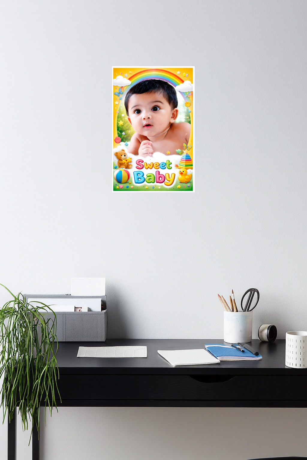 Smeeps Sweet Baby Wall Poster – 20.32 × 13.21 cm (8 × 5.2 Inch) Cute Baby Theme Decorative Poster | 300 GSM Non-Adhesive Wall Decor Poster for Kids Room, Nursery & Baby Bedroom | Pack of 1