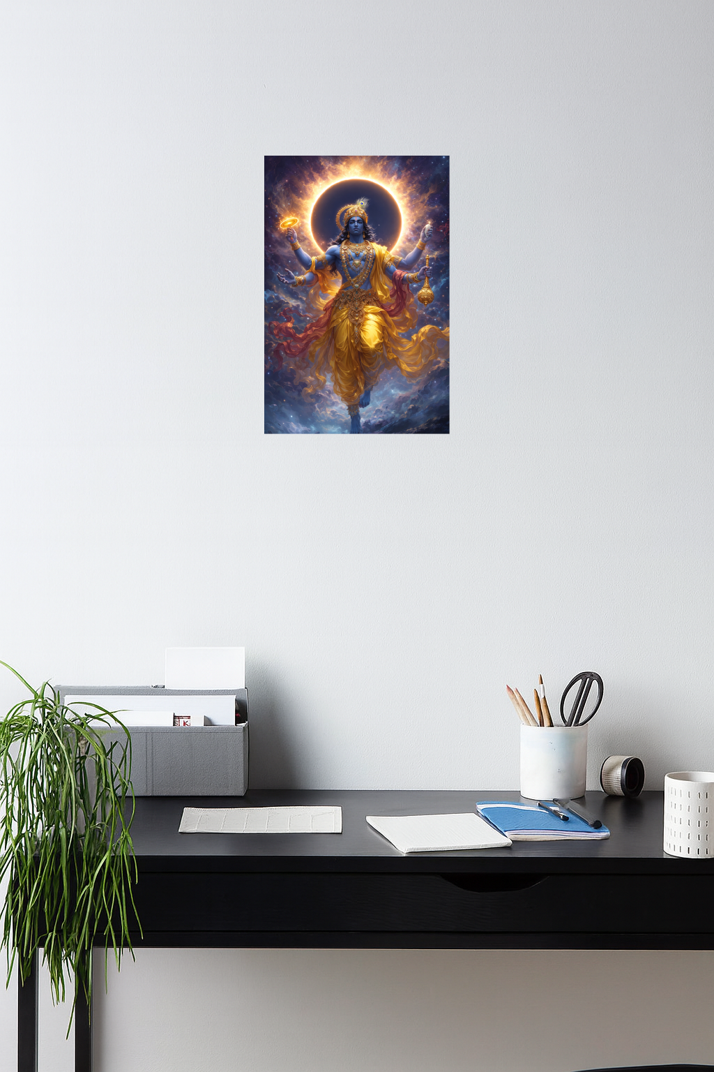 Smeeps Lord Vishnu A4 Wall Poster Set – 29.7 × 21 cm (11.69 × 8.27 Inch) Premium Art Print | 300 GSM Thick Paper | NOT GUMMING | Waterproof UV Resistant Wash Proof | Pack of 10