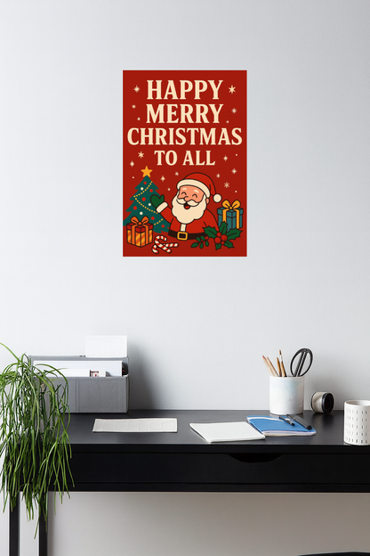 Smeeps Merry Christmas Wall Poster – 30.48 x 45.72 cm Festive Santa & Gifts Decoration | Holiday Home & Office Wall Art | Premium Print & Durable Finish