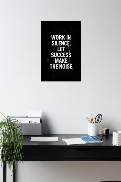 Smeeps Motivational Gym Wall Poster – “Work in Silence. Let Success Make the Noise.” Quote | Premium Fitness Room Décor | 30.48 x 45.72 cm Workout Inspiration Print
