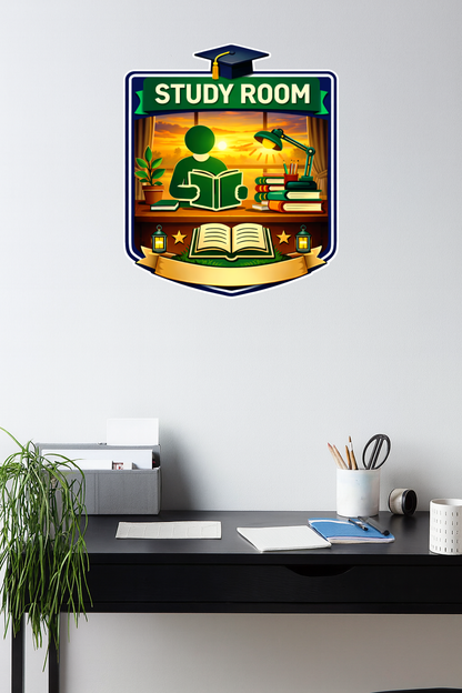 Smeeps Study Room Sticker – 12.7 × 12.7 cm (5 × 5 Inch) Premium Vinyl Decal | Creative Study Room Illustration Design | Waterproof UV Resistant Wash Proof | Pack of 1