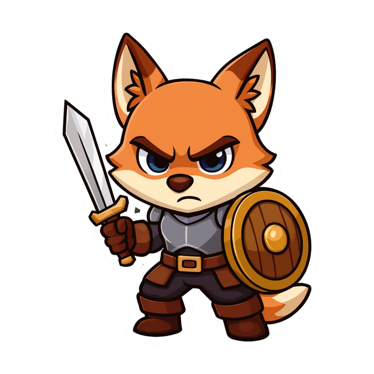 Smeeps Warrior Fox Sticker – 10.16 x 8.13 cm Car & Bike Vinyl Decal | Cute Samurai Fox Warrior | Waterproof & UV Resistant