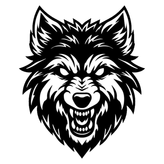 Smeeps Wolf Head Sticker – 14 x 17 cm | Bold Black & White Tribal Design | Fierce Animal Graphic for Cars