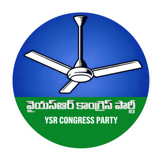 Smeeps YSR Congress Party Fan Symbol Telugu Vinyl Sticker – 10.16 × 10.16 cm (4 × 4 Inch) Waterproof Round Car Bike Laptop Political Sticker | UV Resistant Wash Proof Decal | Pack of 1