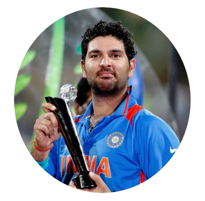 Smeeps Yuvraj Singh Sticker – 10.16 cm (4 Inch) India Cricket Legend Fan Vinyl Decal | Waterproof UV Resistant Round Sticker