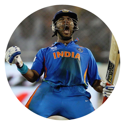 Smeeps Yuvraj Singh Sticker – 10.16 cm (4 Inch) Six Sixes Celebration India Fan Vinyl Decal | Waterproof UV Resistant Round Sticker