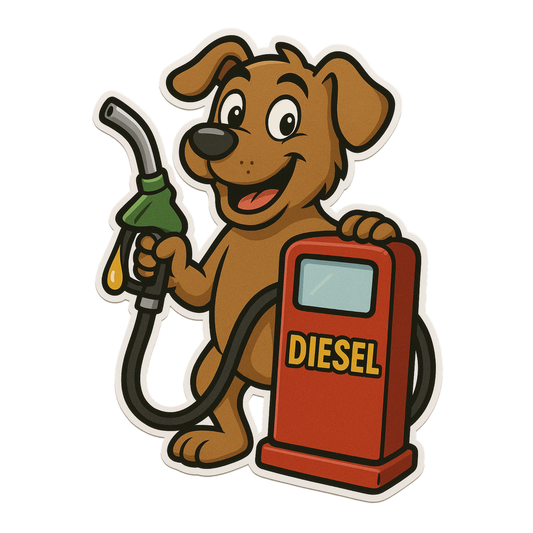 Smeeps “Diesel Only” Cute Dog Fuel Sticker – 9 x 11.5 cm | Waterproof Vinyl – Fuel Type Awareness for Cars, Bikes & Trucks