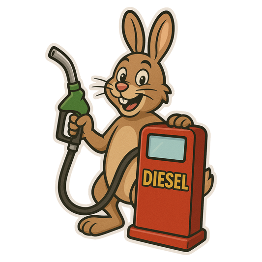 Smeeps Diesel Only Fuel Sticker – Cute Bunny with Pump Design – 9 x 11.5 cm | Waterproof Vinyl for Cars, Bikes & Fuel Tank Caps
