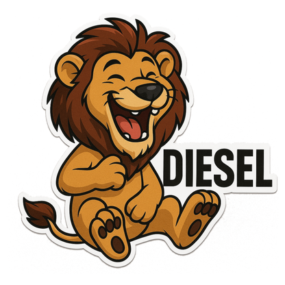 Smeeps Diesel Only Fuel Sticker – Laughing Lion Design – 10.16 x 12.7 cm | Waterproof Vinyl Decal for Cars, Bikes & Diesel Tank Caps
