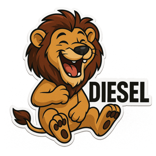 Smeeps Diesel Only Fuel Sticker – Laughing Lion Design – 10.16 x 12.7 cm | Waterproof Vinyl Decal for Cars, Bikes & Diesel Tank Caps