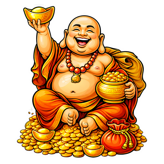 Smeeps Lord Kubera Wealth God Sticker – 11.43 × 10.16 cm (4.5 × 4 Inch) Feng Shui Prosperity Vinyl Decal for Car & Bike | Waterproof UV Resistant Religious Sticker