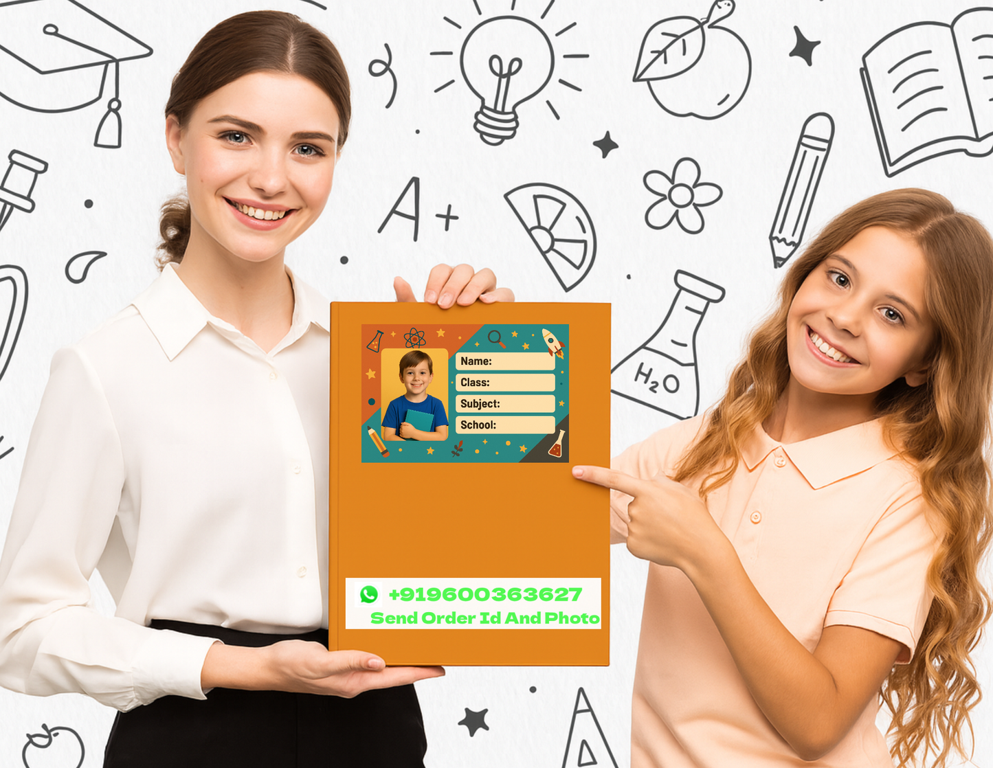 Smeeps Custom Photo School Labels – 3.5 x 2 Inch Personalized Name Stickers for Kids | Pack of 10 | Durable School Bag & Notebook Labels