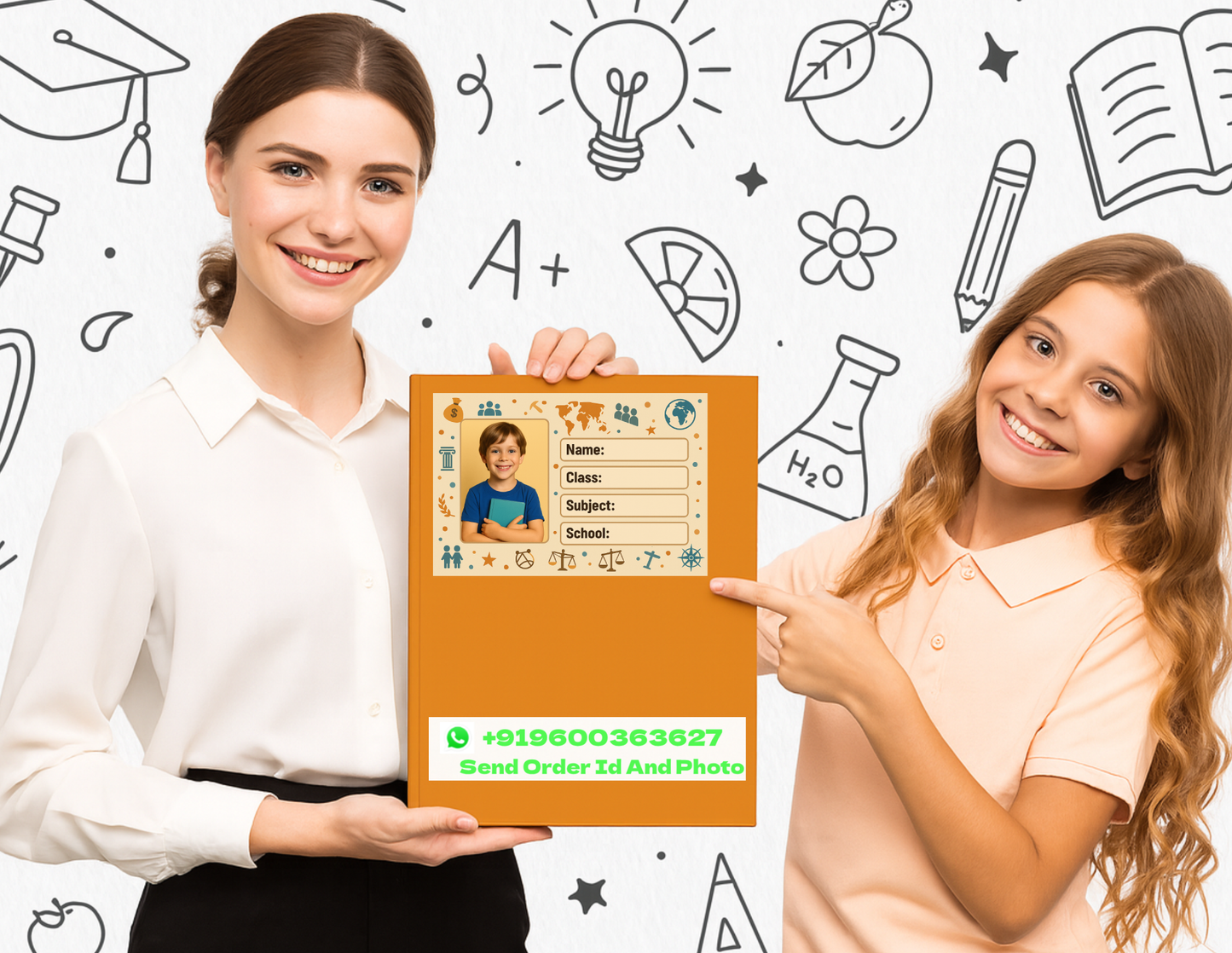 Smeeps Personalized School Book Label – Custom Photo Name Sticker for Kids | 3.5 x 2 Inch Notebook Labels | Pack of 10 | Social Studies Theme